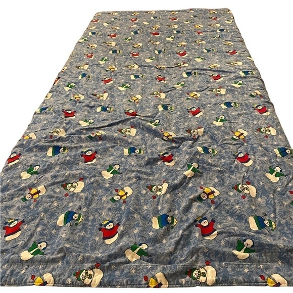 Patchwork Tied Cottagecore Quilt w/a Winter Blue Snowman Scene on Backside - Picture 3 of 16